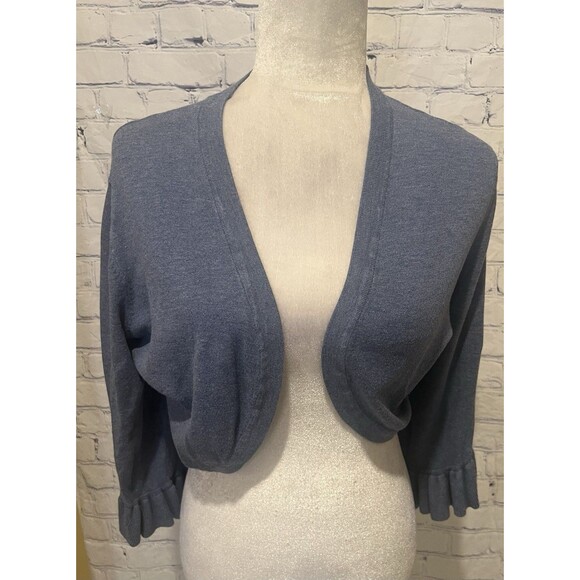 Lane Bryant blue sweater shrug ruffle sleeves size 18/20 - Picture 1 of 9